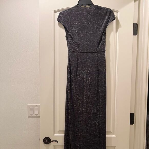 Halston Heritage Sparkle Stretch Metallic Twist Front Gown Long Dress - Picture 5 of 7